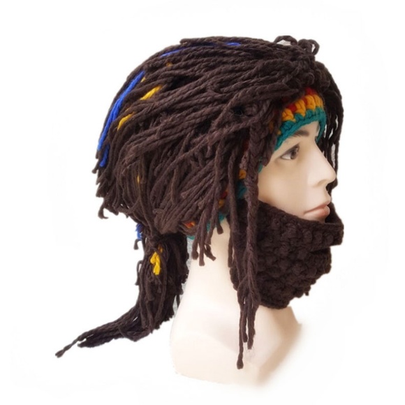 Halloween Costume Knit Mask Wig Beard Hat - Picture 4 of 6